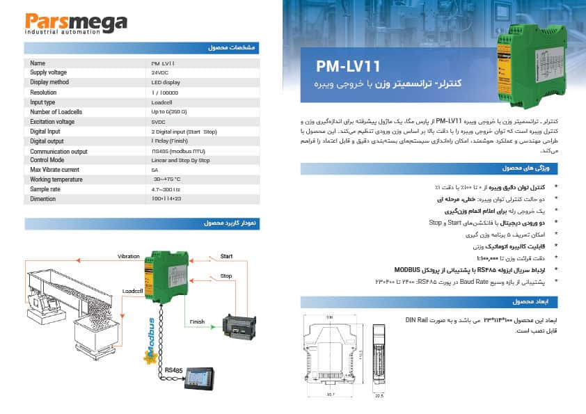 کنترلر ترانسمیتر وزن با خروجی ویبره PM-LV11